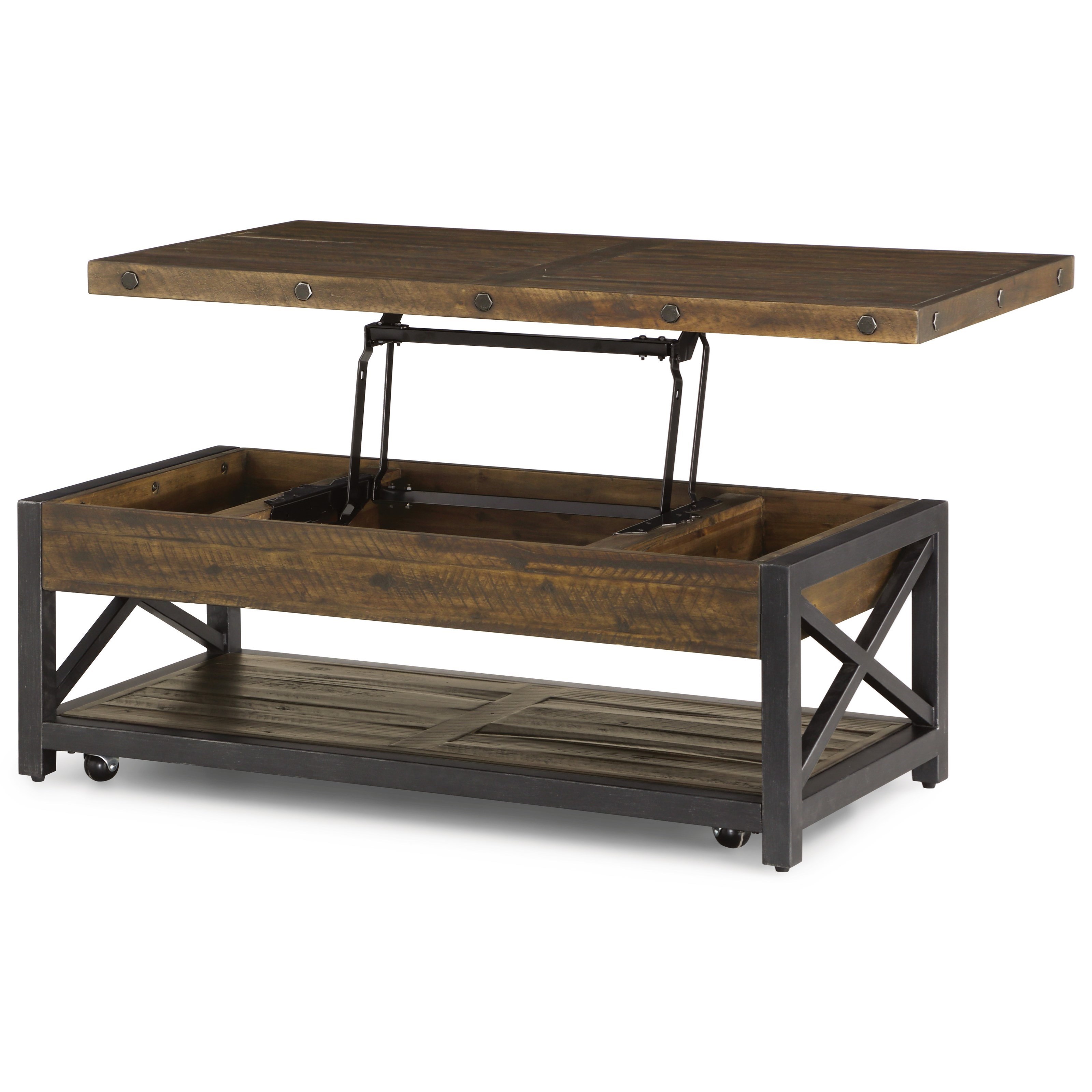 Carpenter 6722-0311 Rectangle Lift-Top Cocktail Table with Exposed